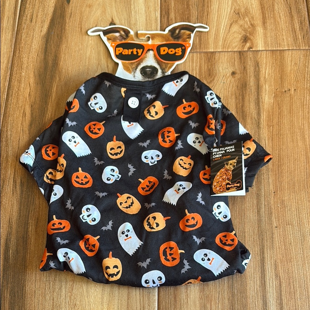 🤍Black and Orange Halloween Dog Pajamas with Pumpkin and Ghost Print